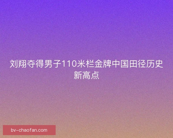 刘翔夺得男子110米栏金牌中国田径历史新高点